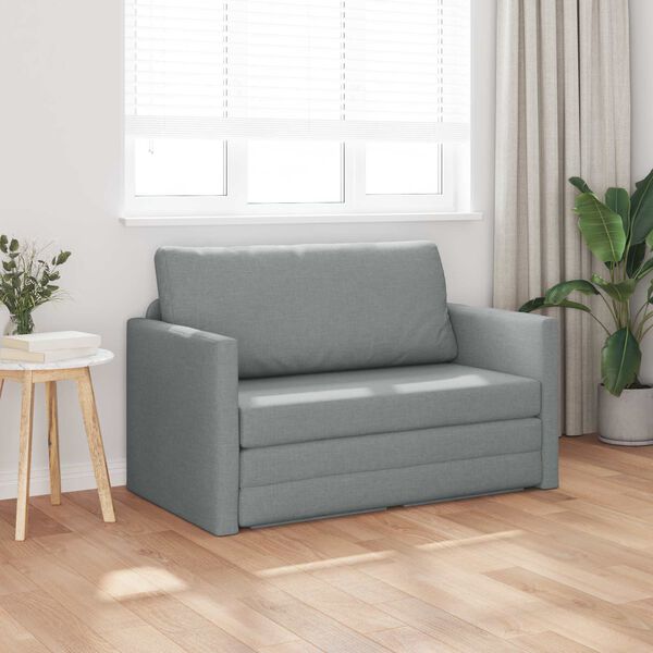 vidaXL 2-Seater Folding Sofa Bed Light Grey 124 x 71 x 78 cm Fabric