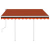 vidaXL Manual Retractable Awning with Posts 3x2.5 m Orange and Brown