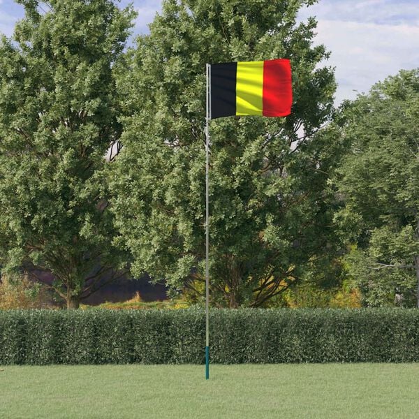 vidaXL Belgium Flag and Pole 5.5 m Aluminium