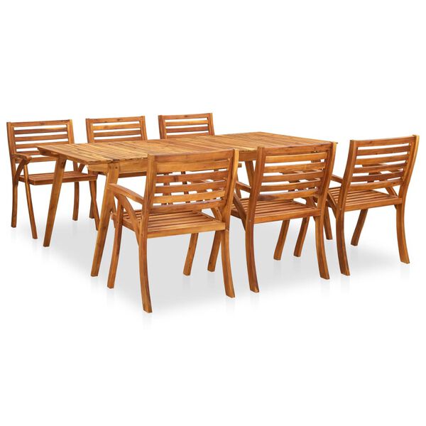 vidaXL 7 Piece Garden Dining Set 201.5x100 cm Solid Acacia Wood