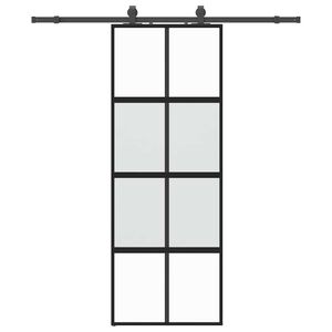 vidaXL Sliding Door with Hardware Set Black 76x205 cm Tempered Glass