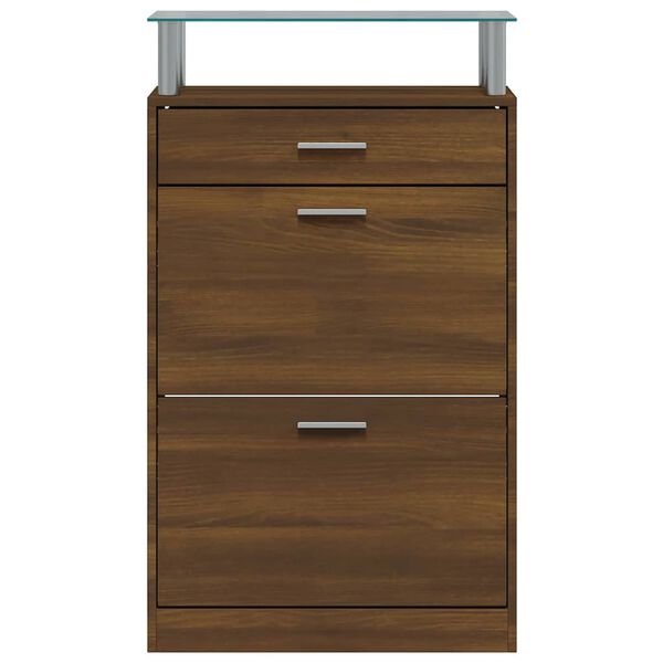 vidaXL Shoe Cabinet Brown Oak 63x24x104 cm Engineered Wood