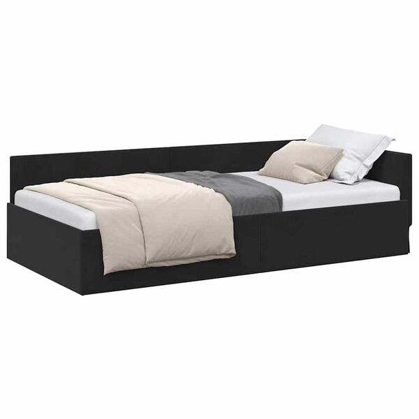 vidaXL Corner Bed Frame with Headboard Black 90 cm x 190 cm Velvet