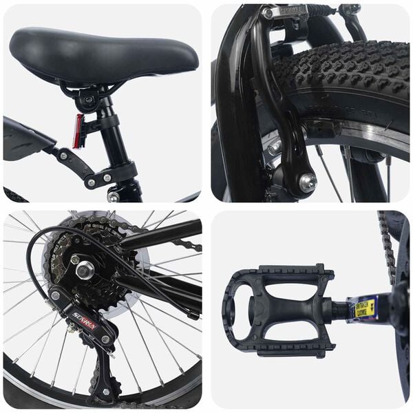 vidaXL Kids Bike 24'' 6-Speed for 8-12 Years Old Black