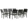 vidaXL 9 Piece Garden Dining Set Black Steel and Textilene