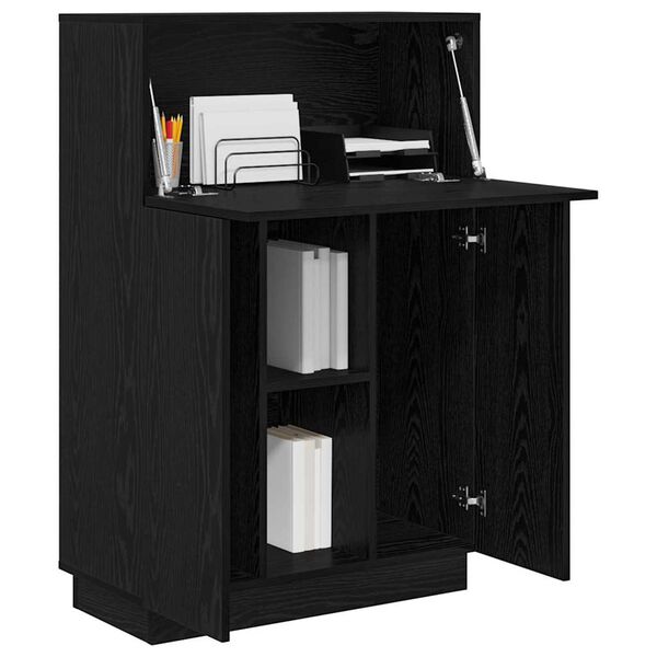 vidaXL Desk with Door Black Oak 71.5 x 31.5 x 106.5 cm Engineered Wood