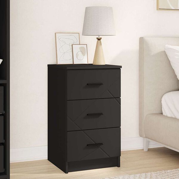 vidaXL Bedside Cabinet Black 38 x 38 x 66 cm Engineered wood