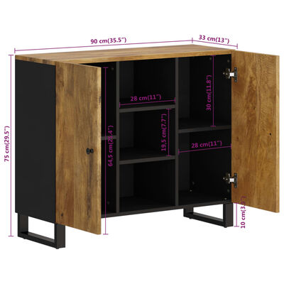 vidaXL Sideboard with 2 Doors 90x33x75 cm Solid Wood Mango