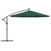 vidaXL Cantilever Garden Parasol with LED Lights and Metal Pole 350 cm Green