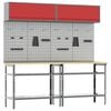 vidaXL Work Bench Set 8 pcs Red and Grey Powder-Coated Steel