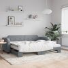 vidaXL Daybed with Trundle and Mattresses Light Grey 90x190 cm Fabric