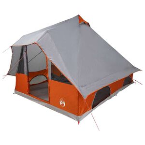 vidaXL Tipi Tent 8-Person Grey and Orange Taffeta