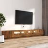 vidaXL 3 Piece TV Cabinet Set with LED Lights Smoked Oak Engineered Wood