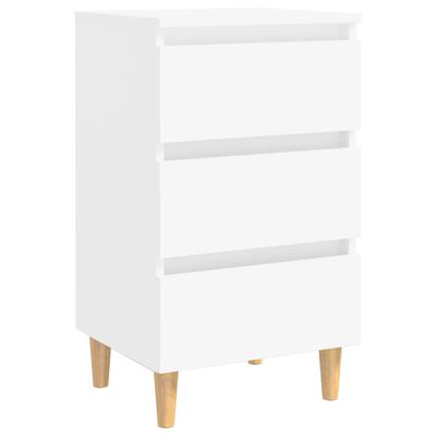 vidaXL Bed Cabinets with Solid Wood Legs 2 pcs White 40x35x69 cm