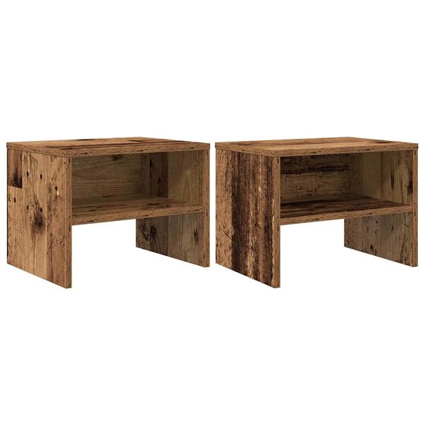 vidaXL Bedside Cabinet 2 pcs Old wood 40 x 40 x 30 cm Engineered wood