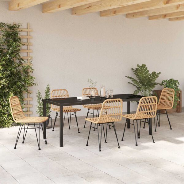 vidaXL Garden Dining Set 7 pcs Brown Powder-Coated Steel