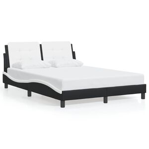 vidaXL Bed Frame without Mattress "Zadar" Black and White 140x190 cm Faux Leather