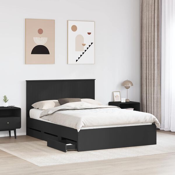 vidaXL Bed Frame with Drawer Black 140 x 200 cm Engineer Wood