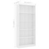 vidaXL 5-Tier Book Cabinet White 80x24x175 cm Engineered Wood