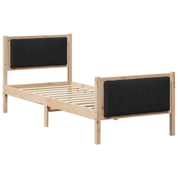 vidaXL Bed frame Brown and black 80 x 200 cm Solid pine wood