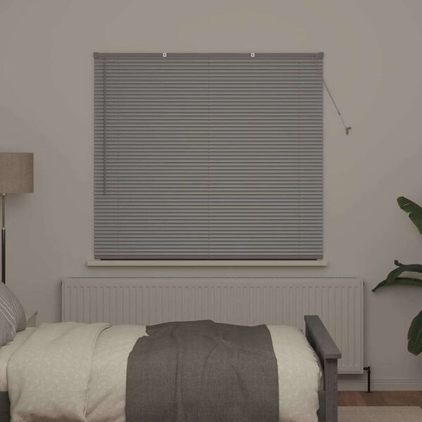 vidaXL Window Blind with Curtains Manual Silver Aluminium