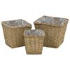 vidaXL Raised Bed | Set of 3 | Brown | Wicker with PE lining | Small | Planters