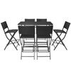 vidaXL 7 Piece Folding Outdoor Dining Set Steel Poly Rattan Black