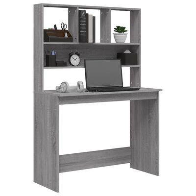 vidaXL Desk with Shelves Grey Sonoma 102x45x148 cm Engineered Wood