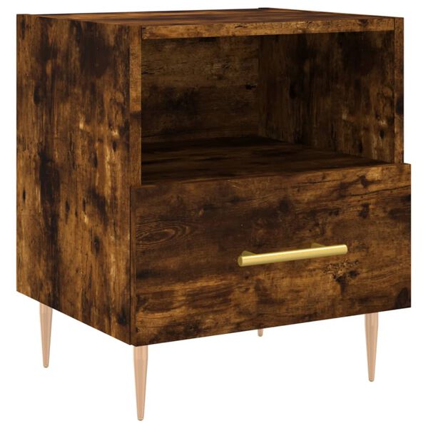 vidaXL Bedside Cabinet Smoked Oak 40x35x47.5 cm Engineered Wood