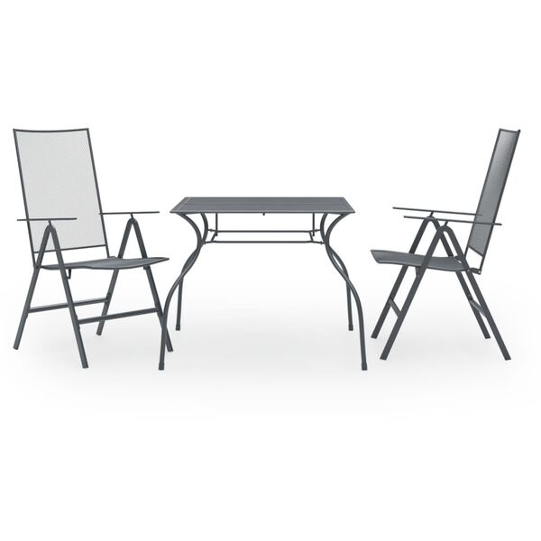 vidaXL 3 Piece Garden Dining Set Steel Anthracite