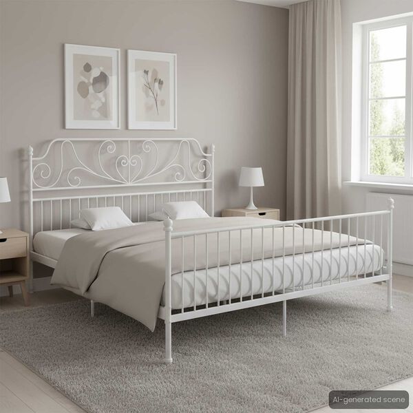 vidaXL Bed Frame without Mattress White Metal 200x200 cm