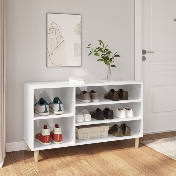 vidaXL Shoe Cabinet High Gloss White 102x36x60 cm Engineered Wood