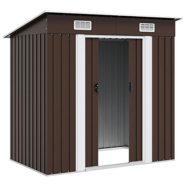 vidaXL Garden Storage Shed Brown 194x121x181 cm Steel