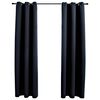 vidaXL Blackout Curtains with Rings 2 pcs Black 97x213 cm Fabric