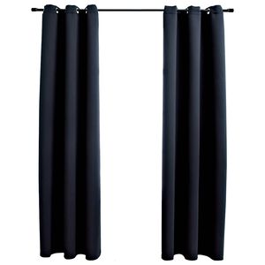 vidaXL Blackout Curtains with Rings 2 pcs Black 97x213 cm Fabric