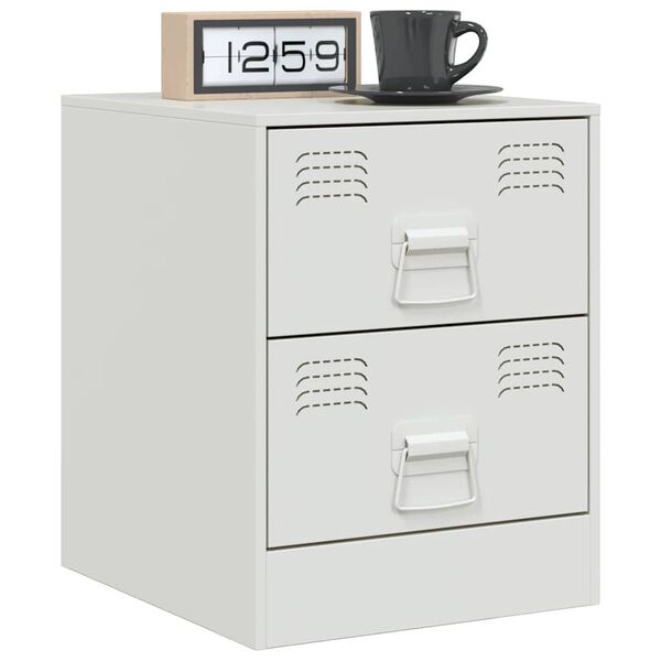 vidaXL Bedside Cabinet White 34.5x39x44 cm Steel
