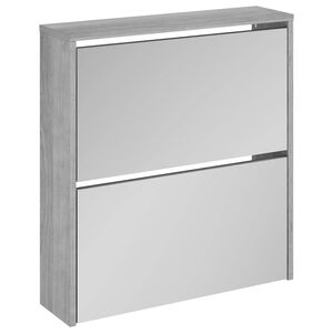 vidaXL Shoe Cabinet with Mirror 2-Layer Grey Sonoma 63x17x67 cm