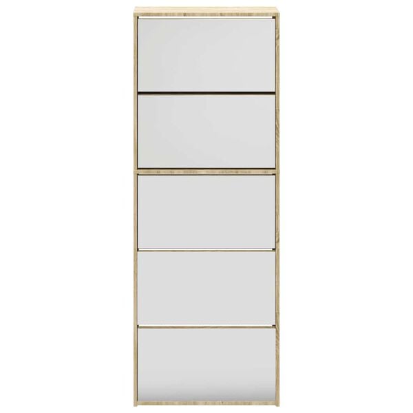 vidaXL Shoe Cabinet 5-Layer Mirror Oak 63x17x169.5 cm