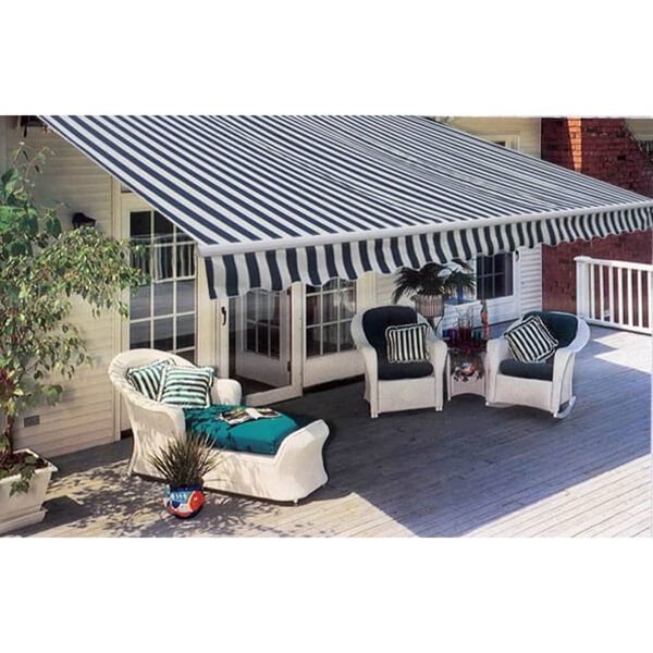 vidaXL Folding Awning 300 cm Navy Blue & White