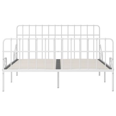 vidaXL Bed Frame with Slatted Base White Metal 200x200 cm