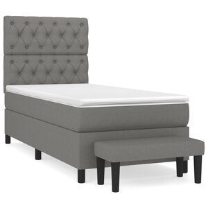 vidaXL Box Spring Bed with Mattress Dark Grey 80x200 cm Fabric
