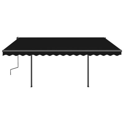 vidaXL Manual Retractable Awning with LED 4.5x3 m Anthracite