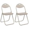 vidaXL Folding Chair 2 pcs Faux Leather Sand 48 x 43.5 x 81 cm