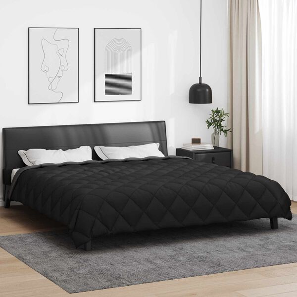 vidaXL Winter Duvet Black and Anthracite 220 x 200 cm Microfiber