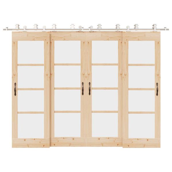 vidaXL Sliding Door Hardware Kit 366 cm Stainless Steel Silver