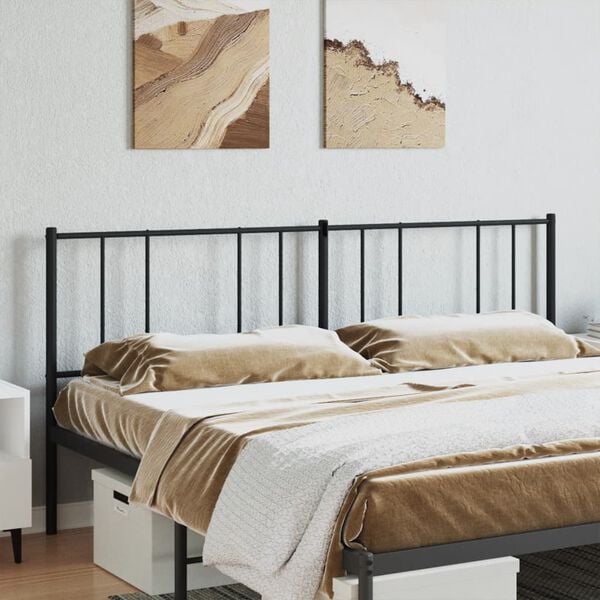 vidaXL Metal Replace Headboard Black 200 cm