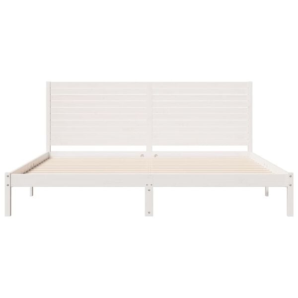 vidaXL Extra Long Bed Frame without Mattress White 180x210 cm Solid Wood
