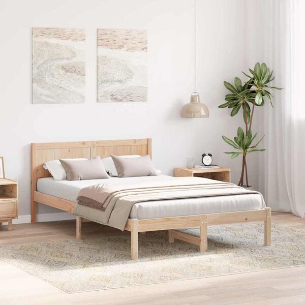 vidaXL Bed Frame Brown 120 x 190 cm Solid Pine wood