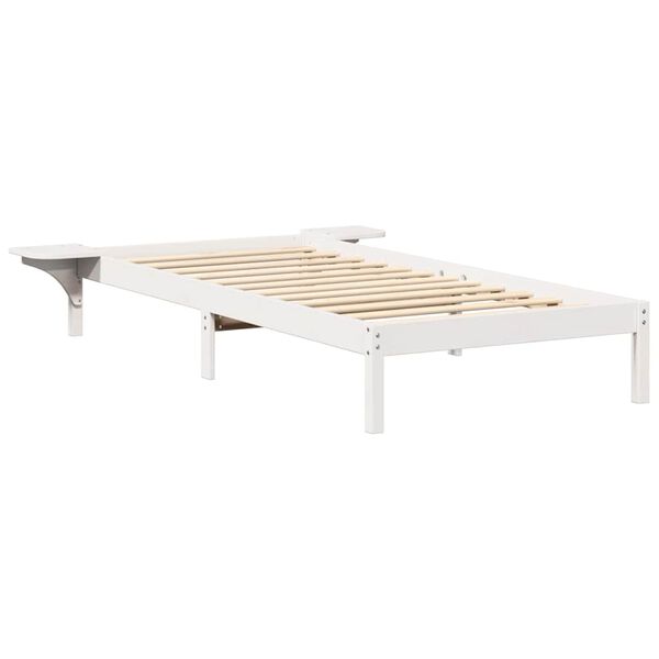 vidaXL Bed Frame White 75 x 190 cm Solid Pine Wood