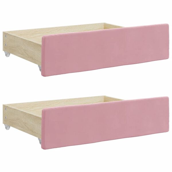 vidaXL Bed Drawers 2 pcs Pink Engineered Wood and Velvet